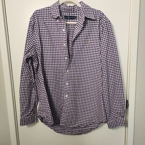 Ralph Lauren Mens XL Purple Gingham Check Long Sleeve Button Up Shirt Flesh Pony